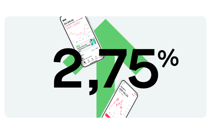 BUX verhoogt rentevergoeding op niet-geïnvesteerd geld van 2,50% naar 2,75%